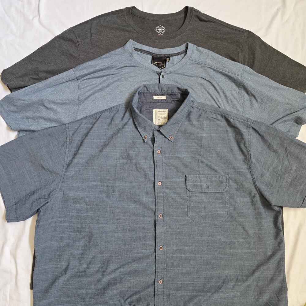 Lot of 3 Men Plus 4XL Cotton Shirts Button Up Short Sleeves Classic Comfy Casual